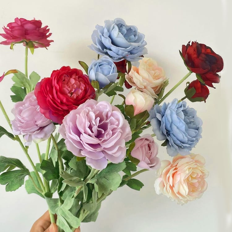 HOMESAKE Set of 3 Artificial Rose Flower Stems - 66cm