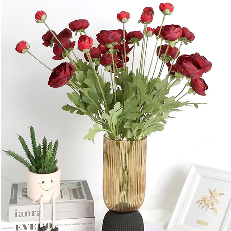 HOMESAKE Set of 3 Artificial Rose Flower Stems - 66cm