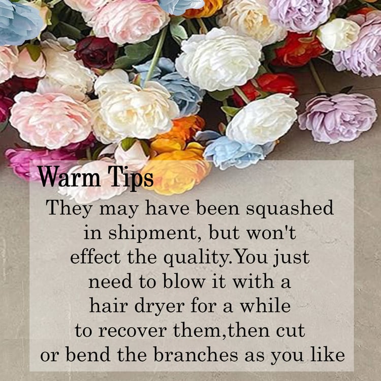 HOMESAKE Set of 3 Artificial Rose Flower Stems - 66cm