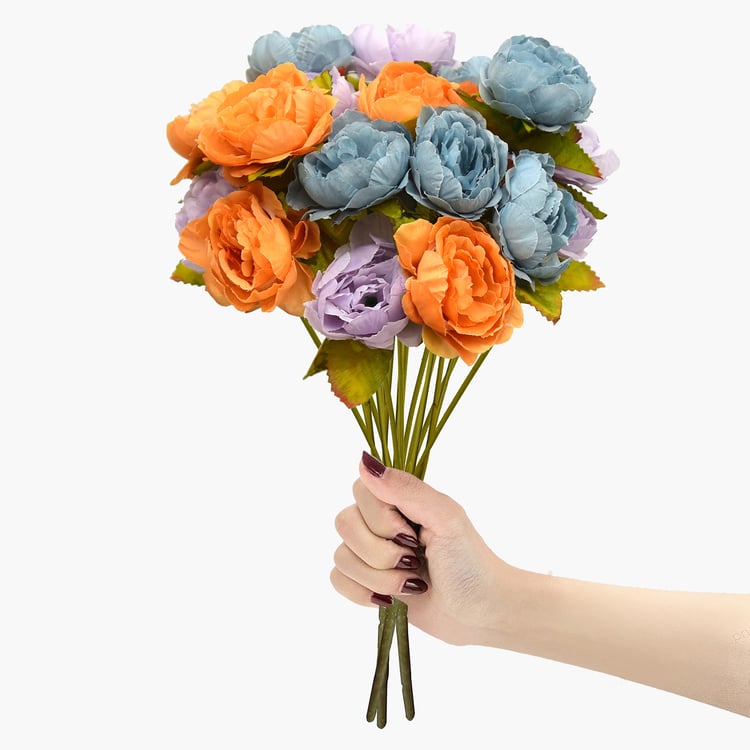 HOMESAKE Set of 3 Artificial Peony Flower Stems - 30.4cm
