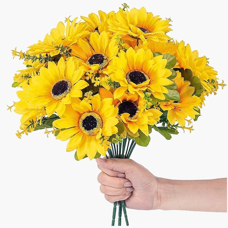 HOMESAKE Set of 2 Artificial Sunflower Sticks - 35cm
