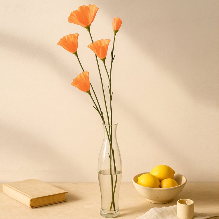 HOMESAKE Set of 2 Artificial Poppy Flower Sticks - 67.3cm