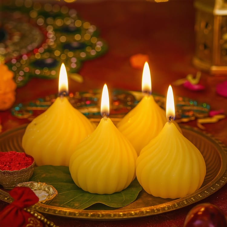 HOMESAKE Set of 4 Scented Modak Candles