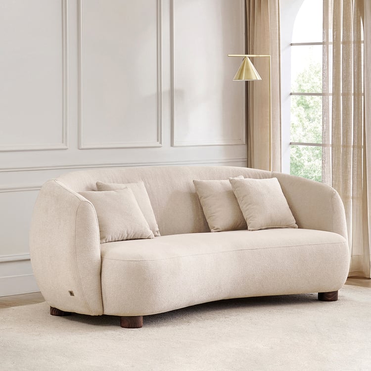 Kai Fabric 3-Seater Sofa with Cushions - Beige