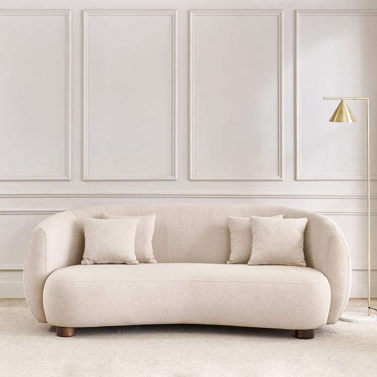 Kai Fabric 3-Seater Sofa with Cushions - Beige