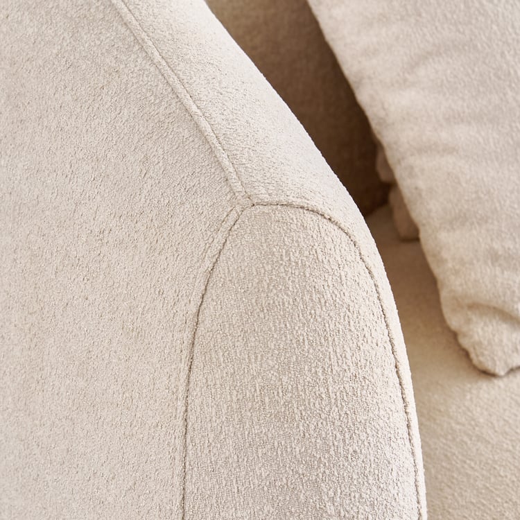 Kai Fabric 3-Seater Sofa with Cushions - Beige