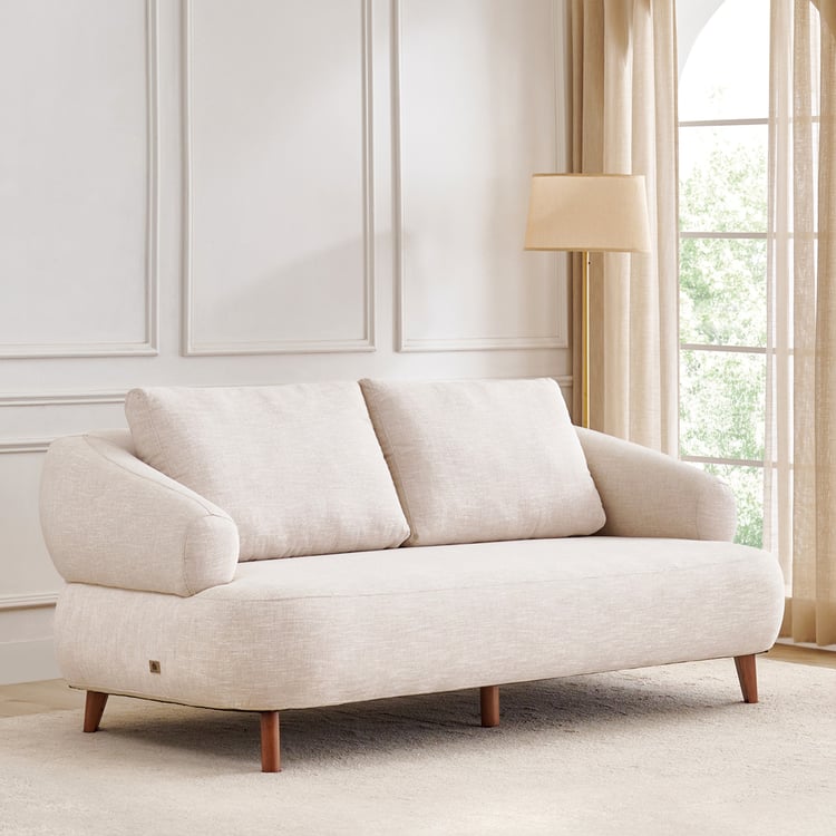Nuqta Fabric 3-Seater Sofa with Cushions - Beige