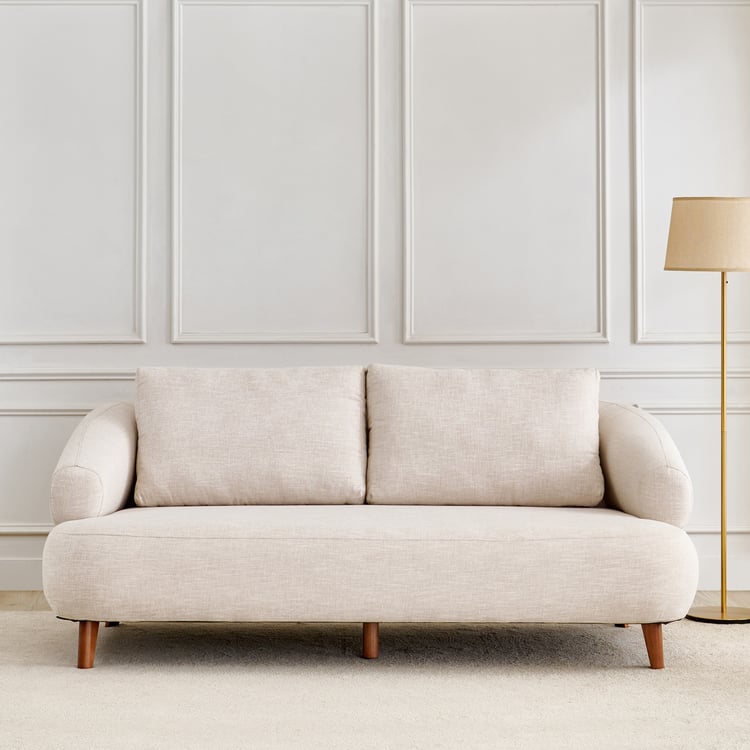 Nuqta Fabric 3-Seater Sofa with Cushions - Beige
