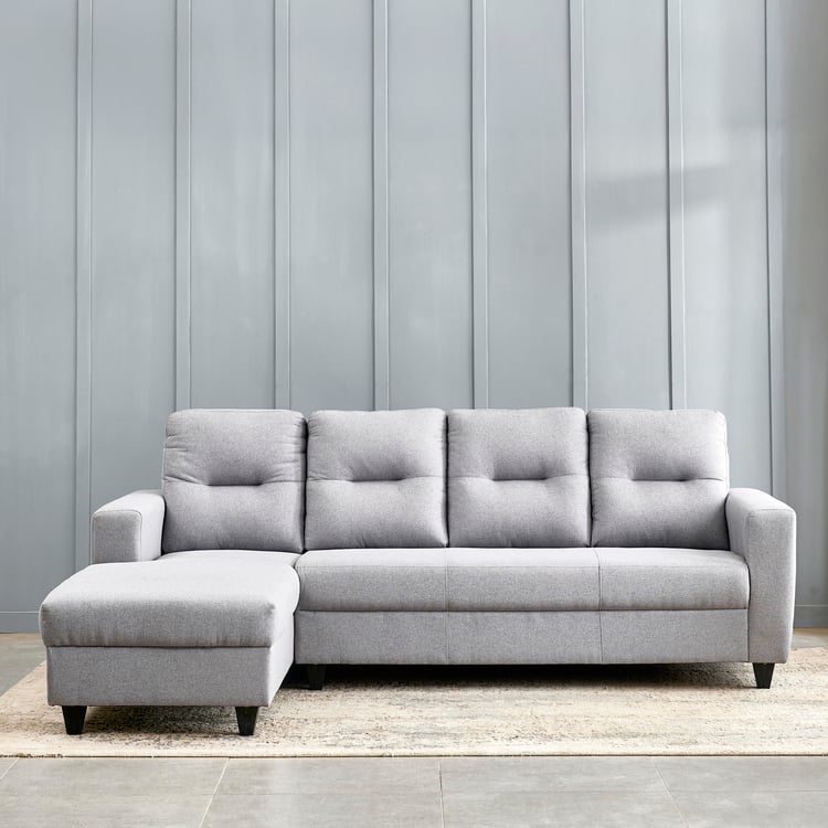Helios Kayin Fabric 3-Seater Left Corner Sofa with Chaise - Grey