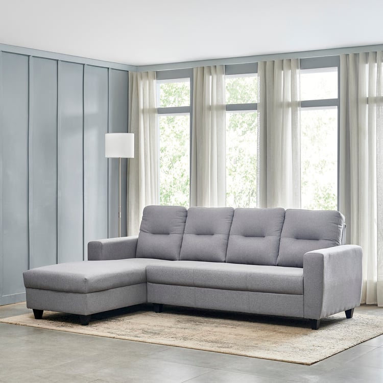Helios Kayin Fabric 3-Seater Left Corner Sofa with Chaise - Grey