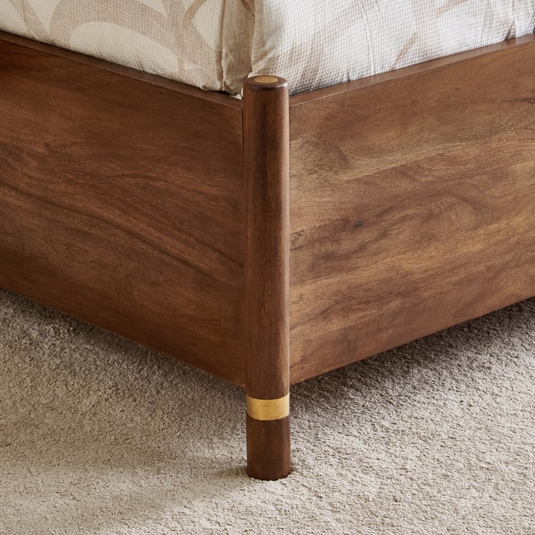 Nuqta Naaz Acacia Wood Queen Bed with Hydraulic Storage - Brown