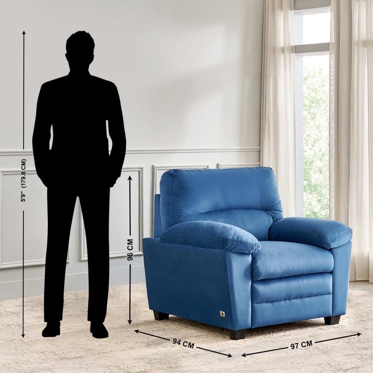 Mojo NXT Velvet 1-Seater Sofa - Blue