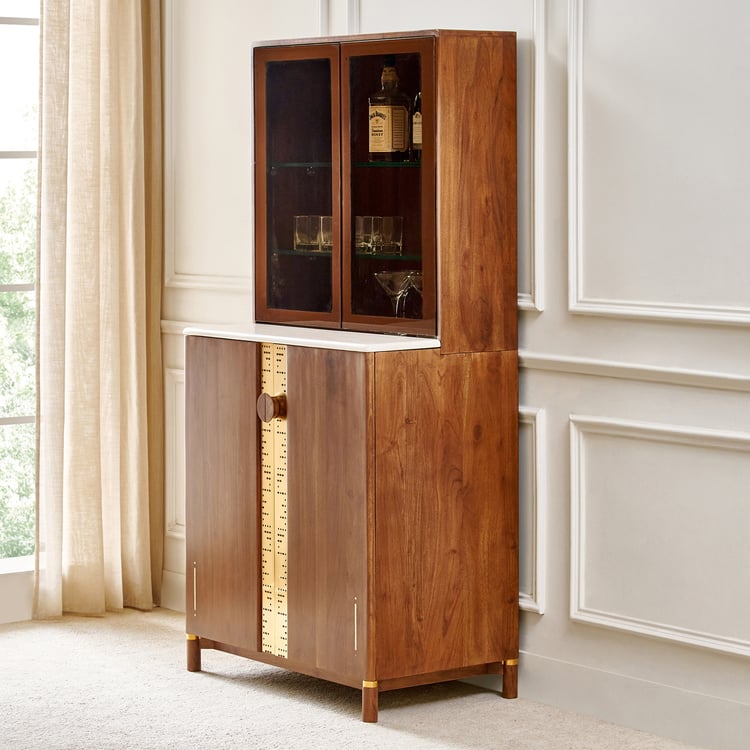 Nuqta Acacia Wood Bar Cabinet - Brown
