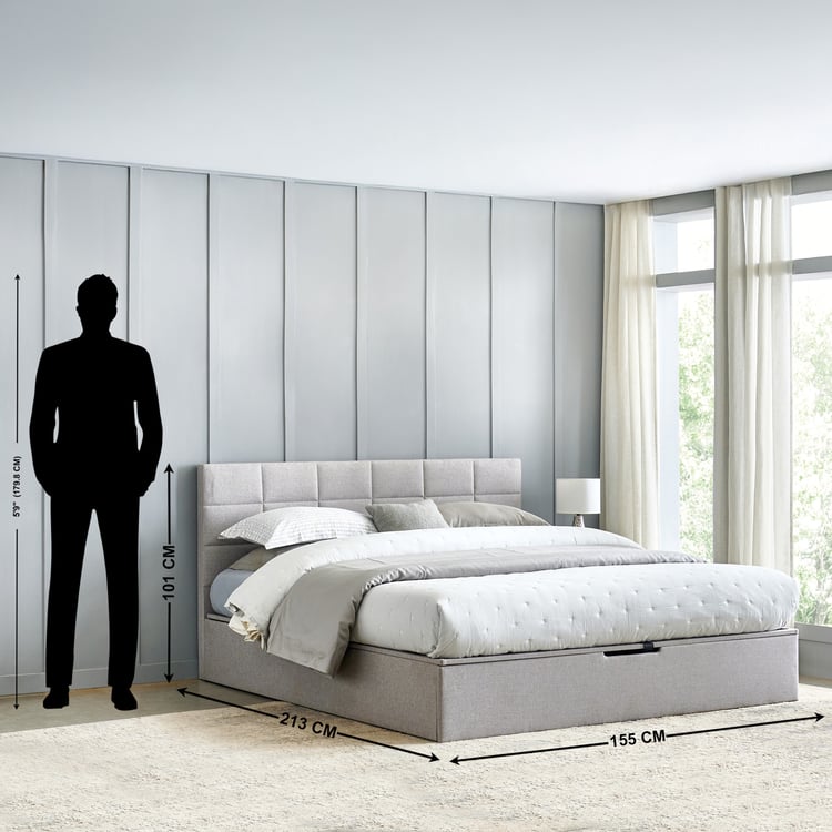 Connect Square Queen Bed with Hydraulic Storage - Grey