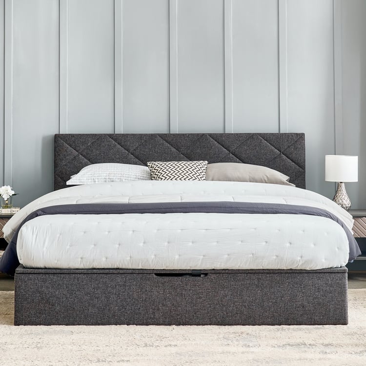 Connect Diamond Queen Bed with Hydraulic Storage - Grey