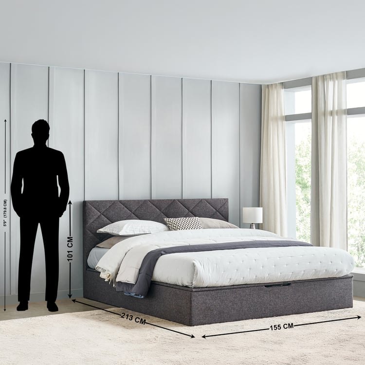 Connect Diamond Queen Bed with Hydraulic Storage - Grey