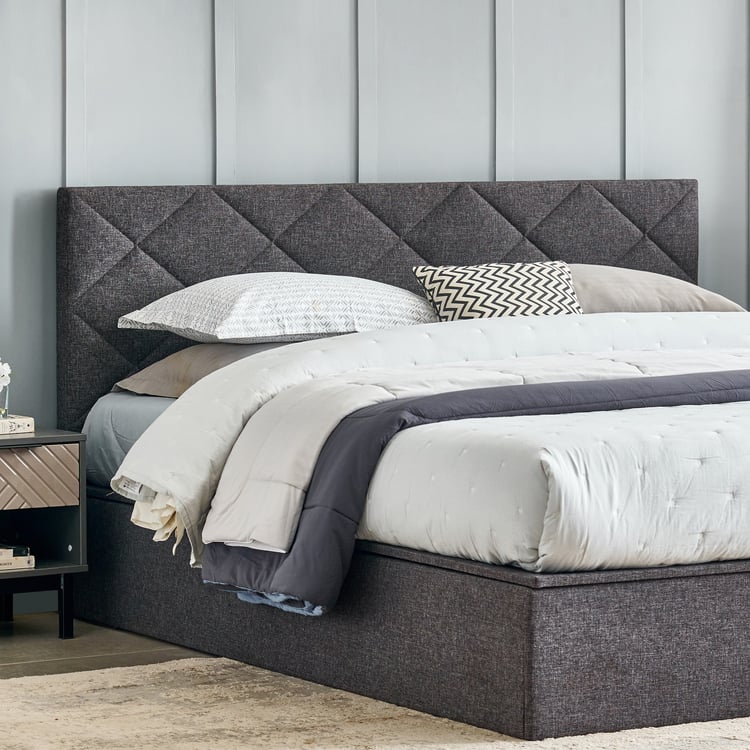 Connect Diamond Queen Bed with Hydraulic Storage - Grey