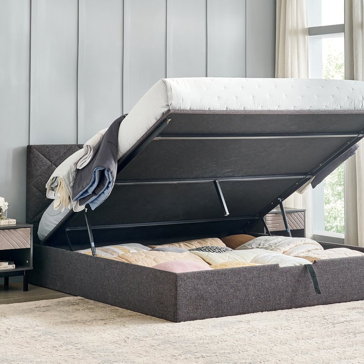 Connect Diamond Queen Bed with Hydraulic Storage - Grey