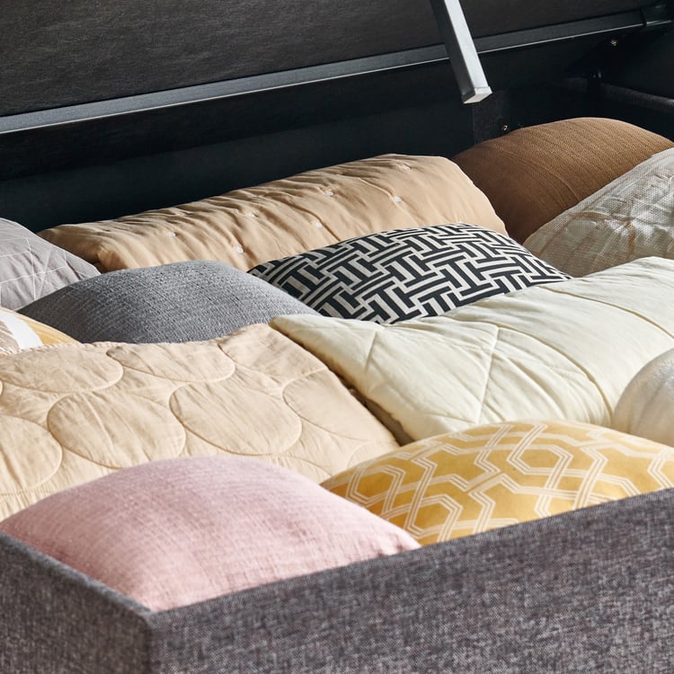 Connect Diamond Queen Bed with Hydraulic Storage - Grey