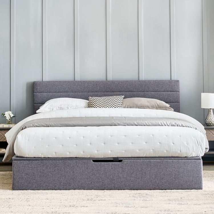 Connect Planks King Bed with Hydraulic Storage - Grey