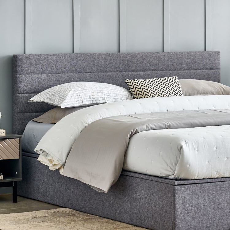 Connect Planks King Bed with Hydraulic Storage - Grey