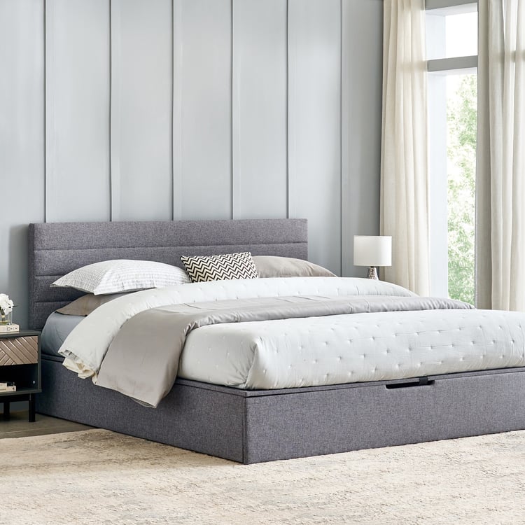 Connect Planks Queen Bed with Hydraulic Storage - Grey