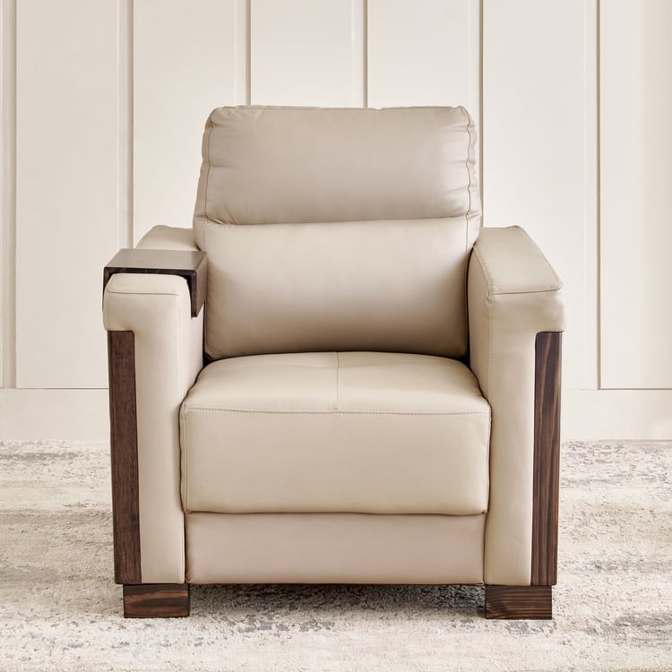 Colmar Half Leather 1-Seater Sofa - Brown