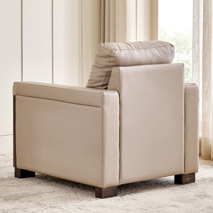 Colmar Half Leather 1-Seater Sofa - Brown