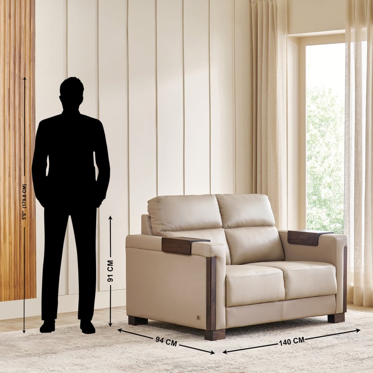 Colmar Half Leather 2-Seater Sofa - Brown