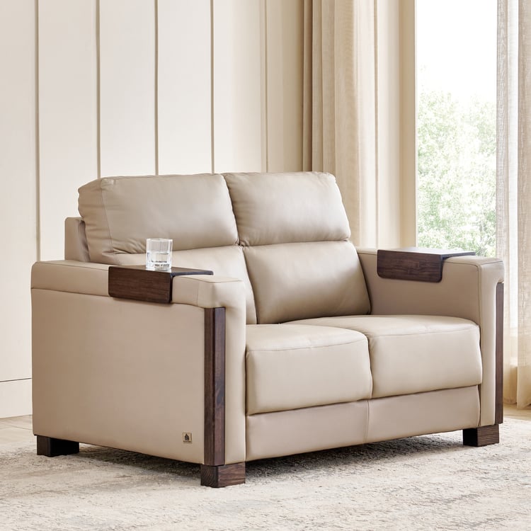 Colmar Half Leather 2-Seater Sofa - Brown