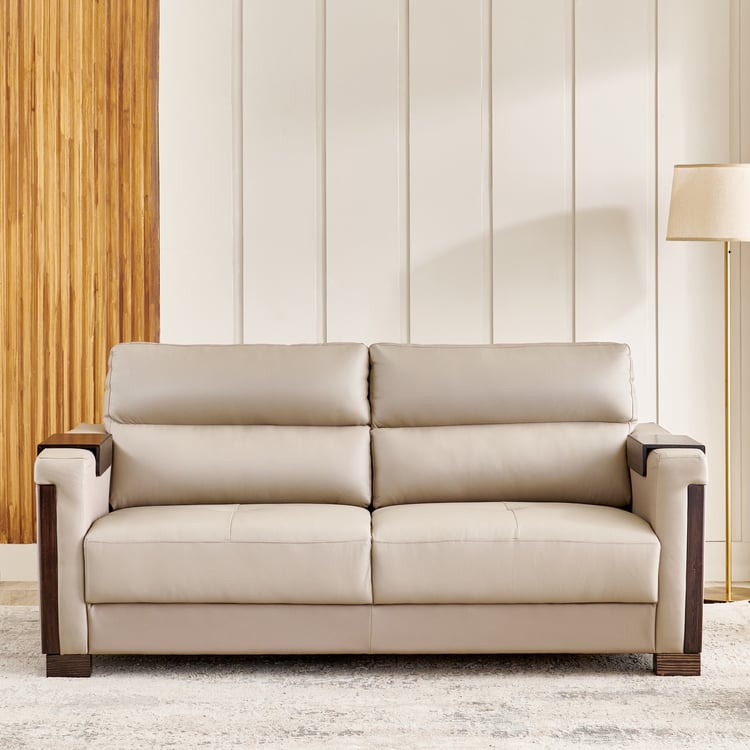 Colmar Half Leather 3-Seater Sofa - Taupe