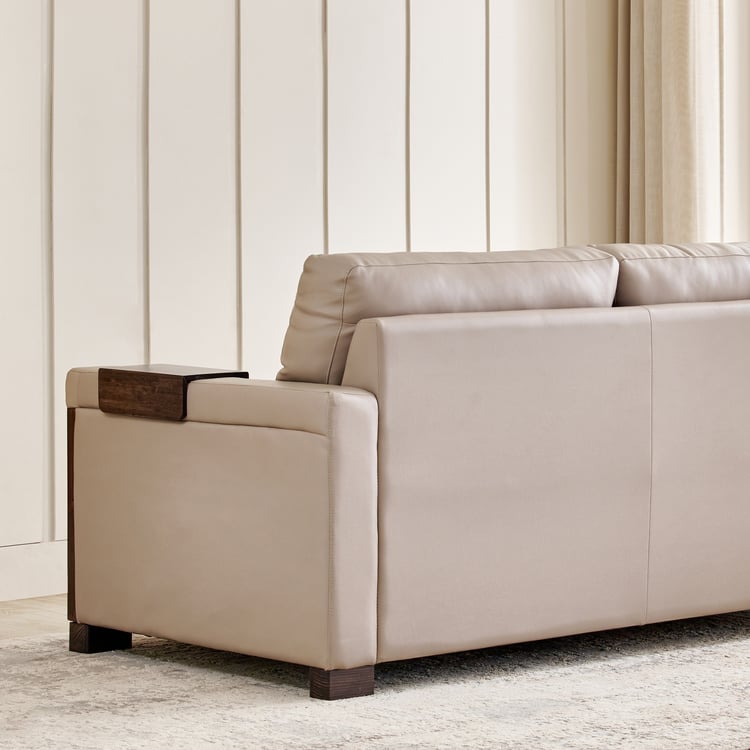 Colmar Half Leather 3-Seater Sofa - Taupe