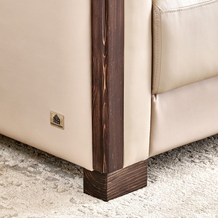 Colmar Half Leather 3-Seater Sofa - Taupe