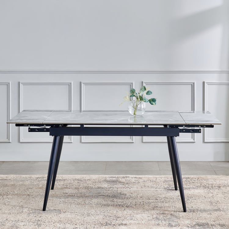 Arcane Ceramic Top 4-6 Seater Extendable Dining Set with Chairs - Grey