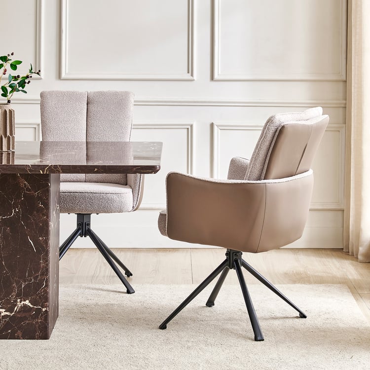 Pavis Set of 2 Fabric Swivel Dining Chairs - Beige