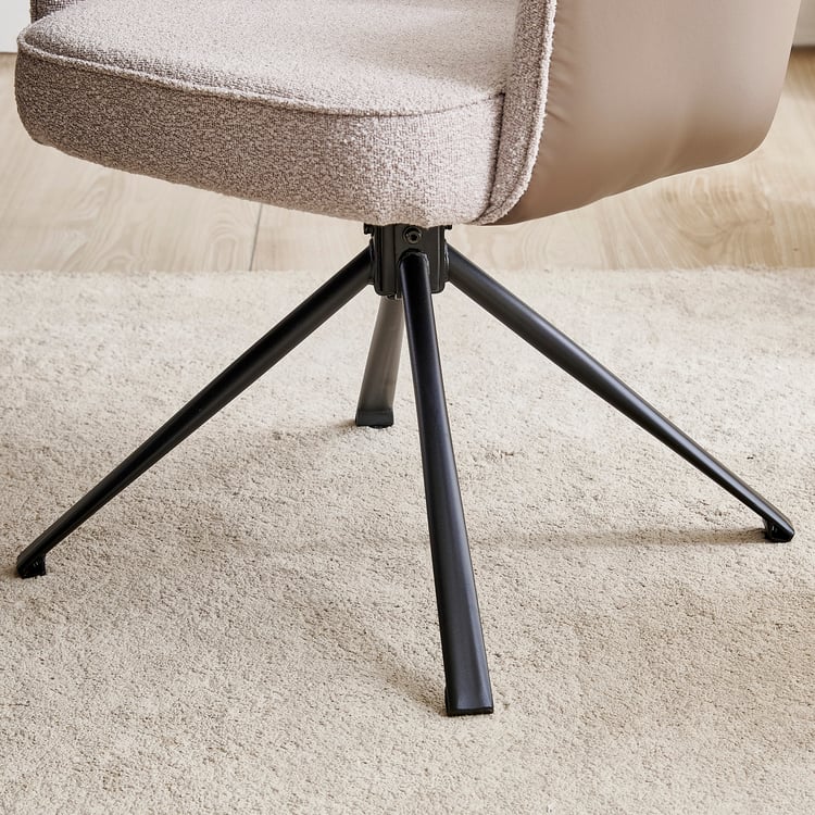 Pavis Set of 2 Fabric Swivel Dining Chairs - Beige