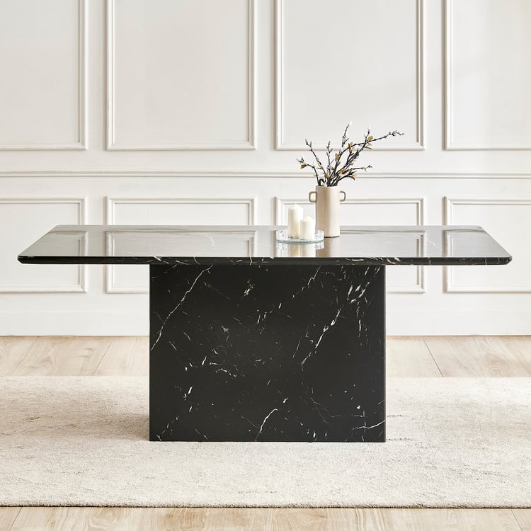 Pavis Faux Marble Top 6-Seater Dining Table - Black