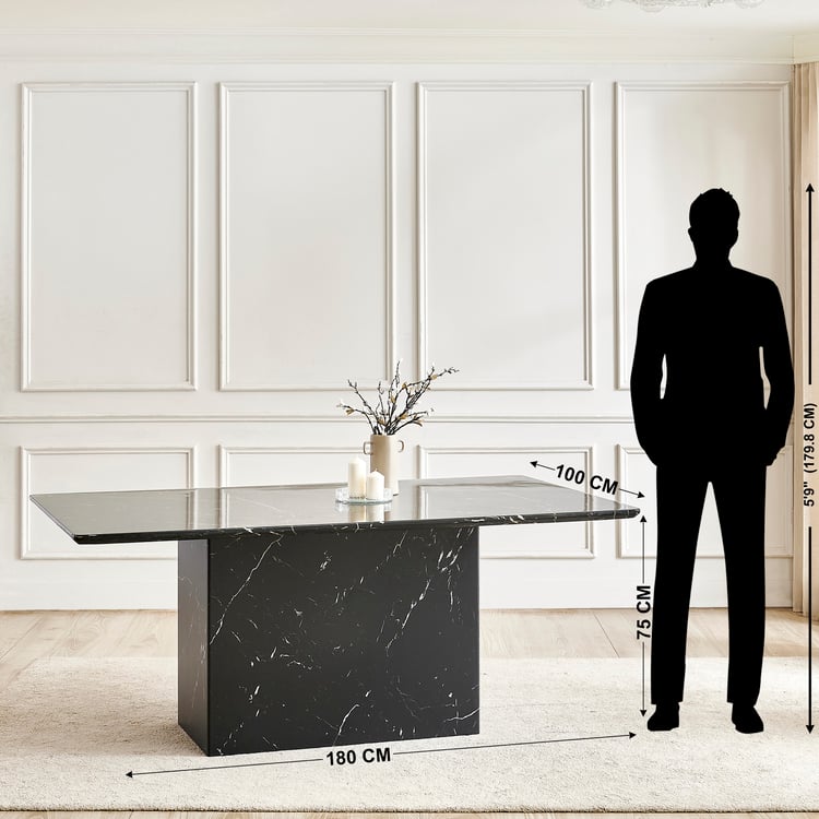 Pavis Faux Marble Top 6-Seater Dining Table - Black