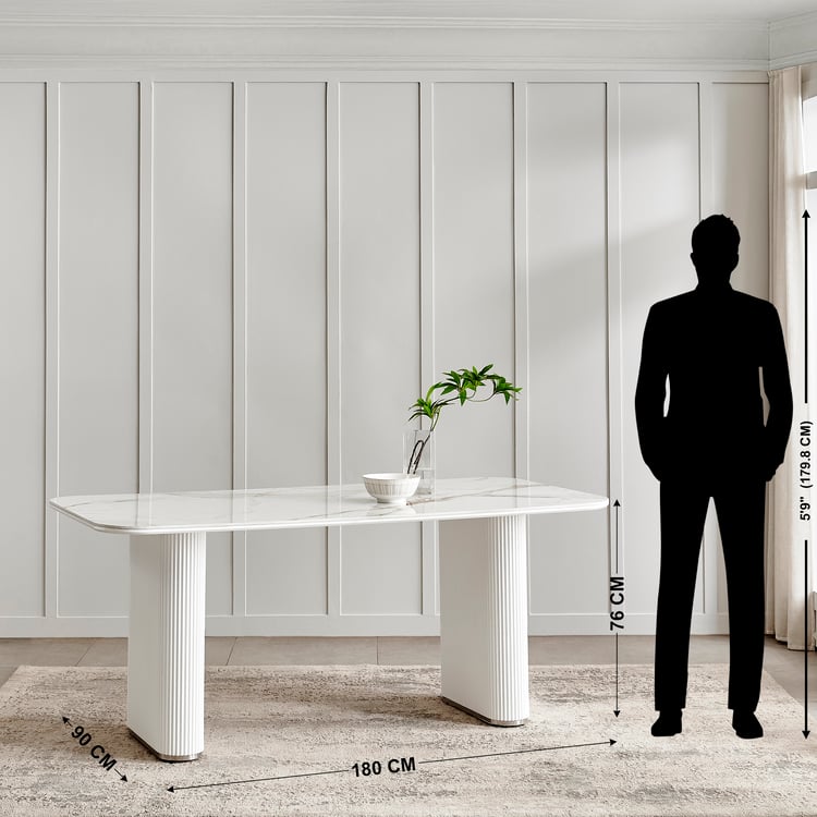Sophia NXT Ceramic Top 6-Seater Dining Table - White