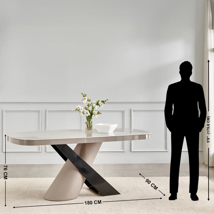 Marcello Glass Top 6-Seater Dining Set with Chairs - Grey