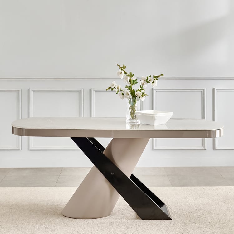 Marcello Glass Top 6-Seater Dining Set with Chairs - Grey