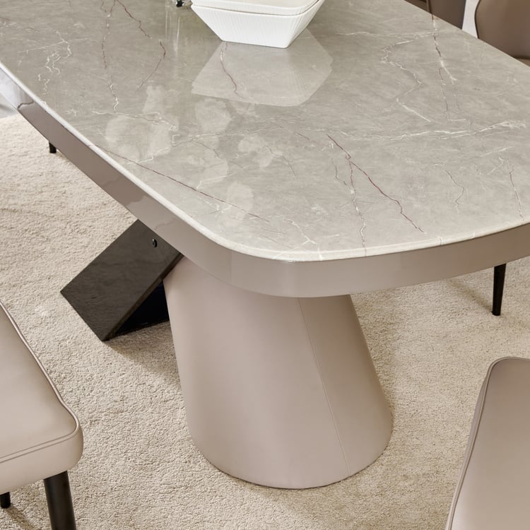 Marcello Glass Top 6-Seater Dining Set with Chairs - Grey