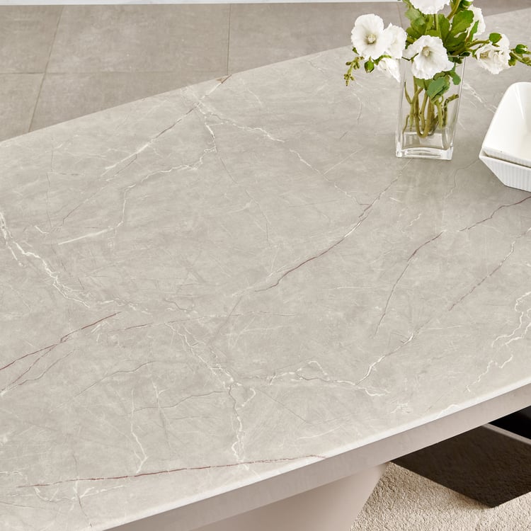 Marcello Glass Top 6-Seater Dining Set with Chairs - Grey