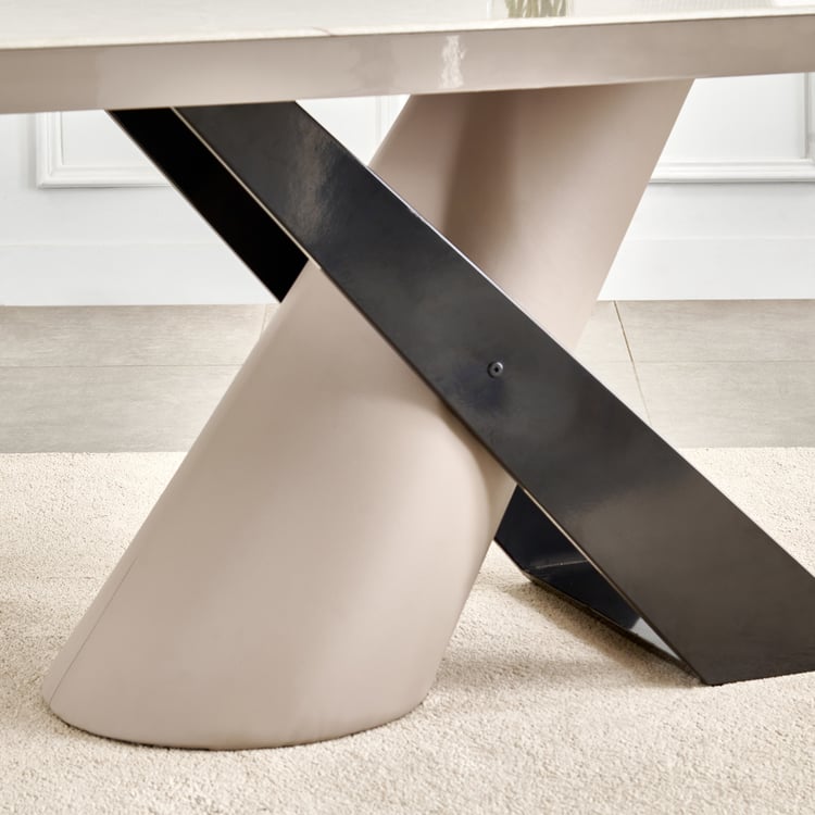 Marcello Glass Top 6-Seater Dining Set with Chairs - Grey