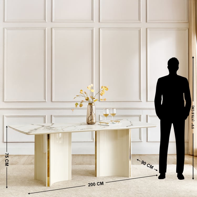 Modern Radiance NXT Ceramic Top 6-Seater Dining Set with Chairs - Cream