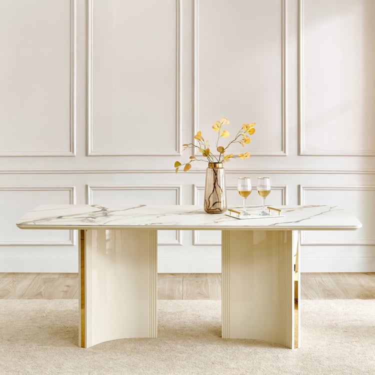 Modern Radiance NXT Ceramic Top 6-Seater Dining Set with Chairs - Cream