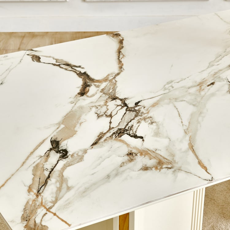 Modern Radiance NXT Ceramic Top 6-Seater Dining Set with Chairs - Cream