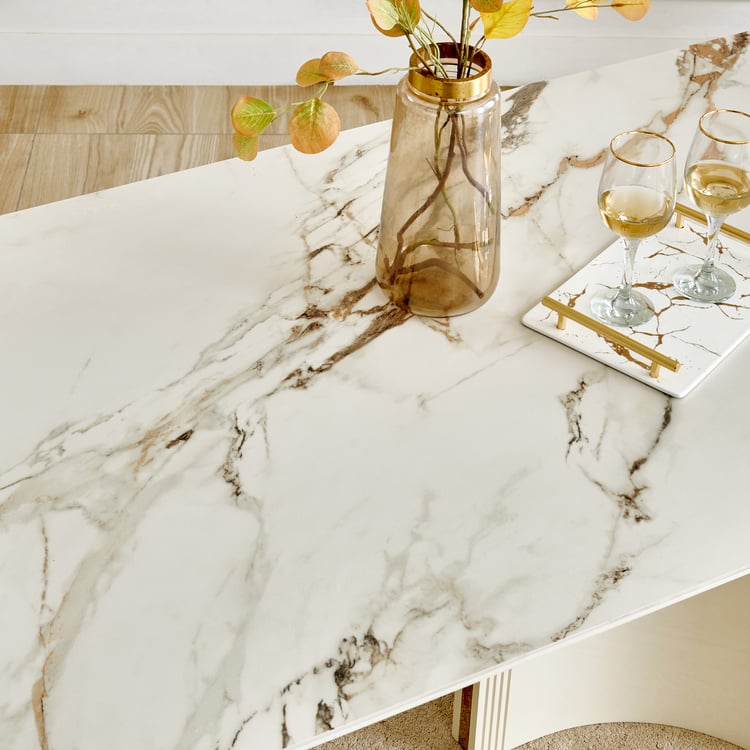 Modern Radiance NXT Ceramic Top 6-Seater Dining Set with Chairs - Cream