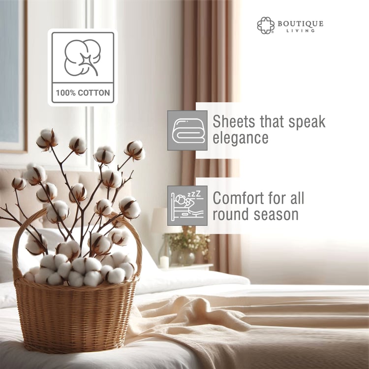 BOUTIQUE LIVING Emblem Cotton 300TC 6Pcs Double Bed-In-A-Bag Set