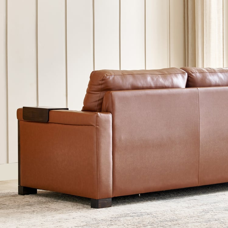 Colmar Half Leather 3-Seater Sofa - Tan